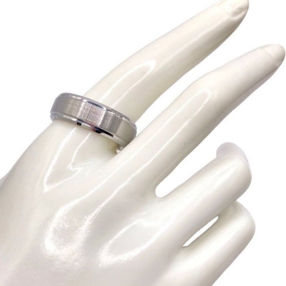 Brushed nickel tungsten carbide steel ring